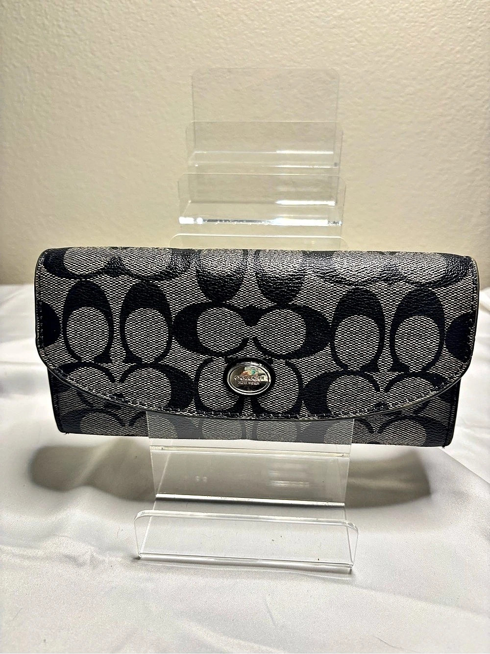 Coach Slim Envelope Wallet in Signature Black & Gray